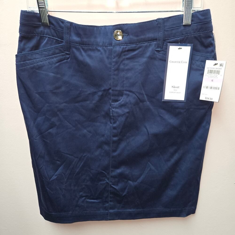 Charter Club Womens 6 Comfort Waist Cotton Stretch Skort NWT